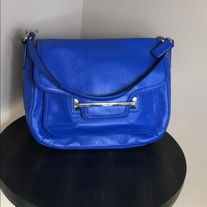 Coach leather cobalt blue flap shield bag